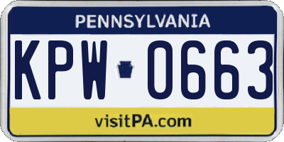 PA license plate KPW0663
