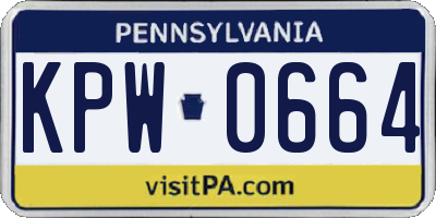 PA license plate KPW0664