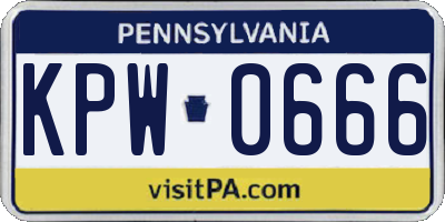 PA license plate KPW0666