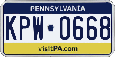 PA license plate KPW0668