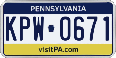 PA license plate KPW0671