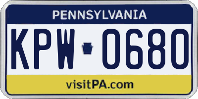 PA license plate KPW0680