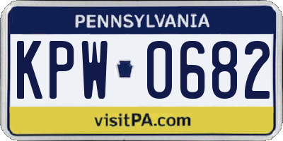 PA license plate KPW0682