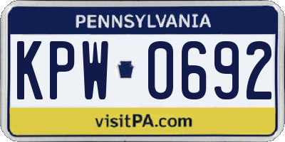 PA license plate KPW0692