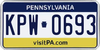 PA license plate KPW0693