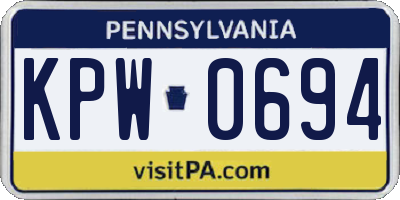 PA license plate KPW0694