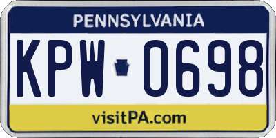 PA license plate KPW0698