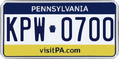 PA license plate KPW0700