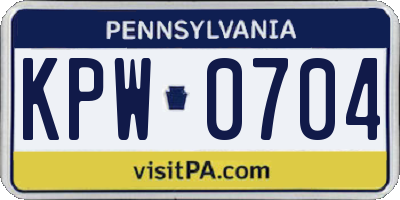 PA license plate KPW0704