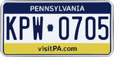 PA license plate KPW0705