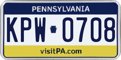 PA license plate KPW0708