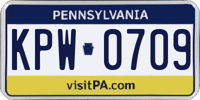 PA license plate KPW0709