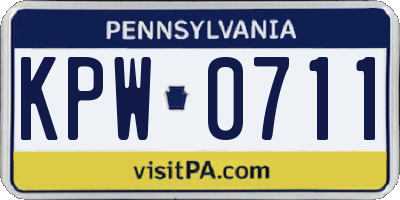 PA license plate KPW0711