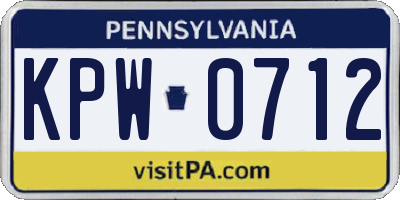 PA license plate KPW0712