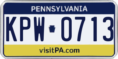 PA license plate KPW0713