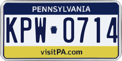 PA license plate KPW0714