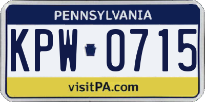 PA license plate KPW0715