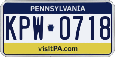 PA license plate KPW0718