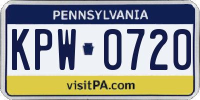 PA license plate KPW0720