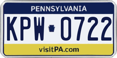 PA license plate KPW0722