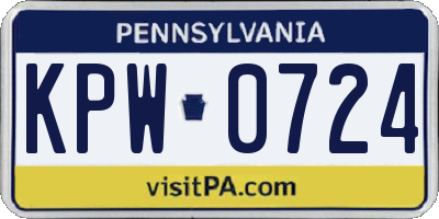 PA license plate KPW0724