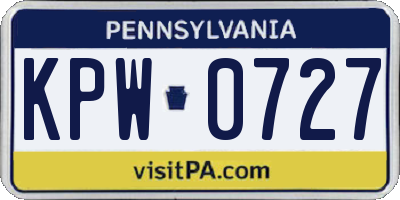 PA license plate KPW0727