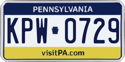 PA license plate KPW0729