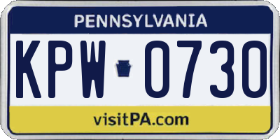 PA license plate KPW0730