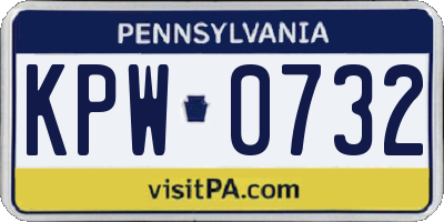 PA license plate KPW0732