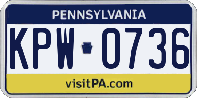 PA license plate KPW0736