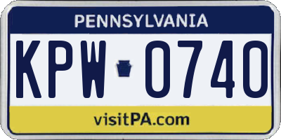 PA license plate KPW0740