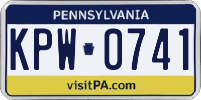 PA license plate KPW0741