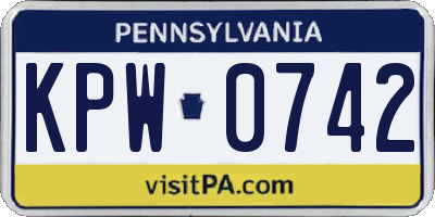 PA license plate KPW0742