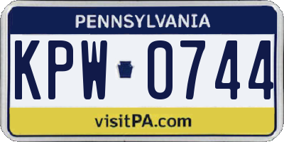 PA license plate KPW0744