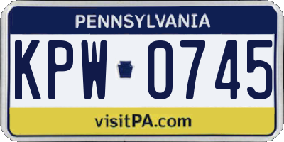 PA license plate KPW0745