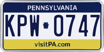 PA license plate KPW0747