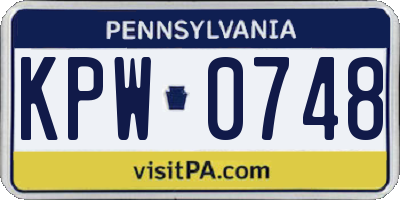PA license plate KPW0748