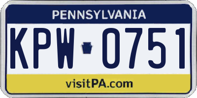 PA license plate KPW0751
