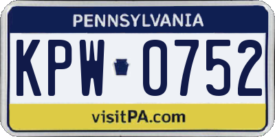 PA license plate KPW0752