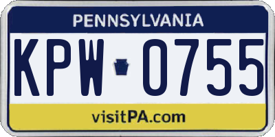 PA license plate KPW0755