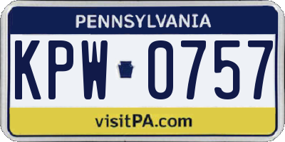 PA license plate KPW0757