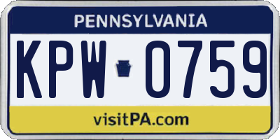 PA license plate KPW0759