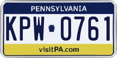 PA license plate KPW0761