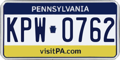 PA license plate KPW0762