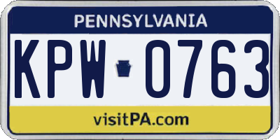 PA license plate KPW0763