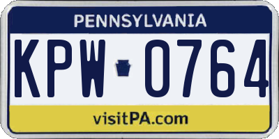 PA license plate KPW0764