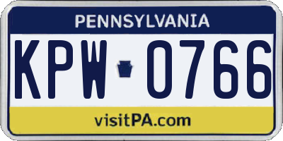 PA license plate KPW0766