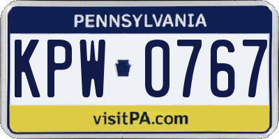 PA license plate KPW0767