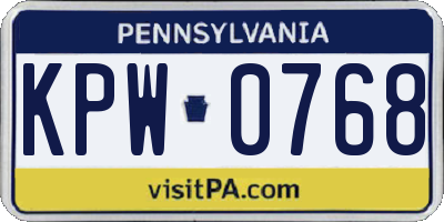 PA license plate KPW0768