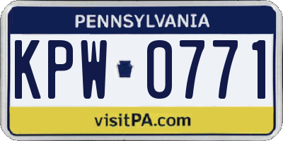 PA license plate KPW0771